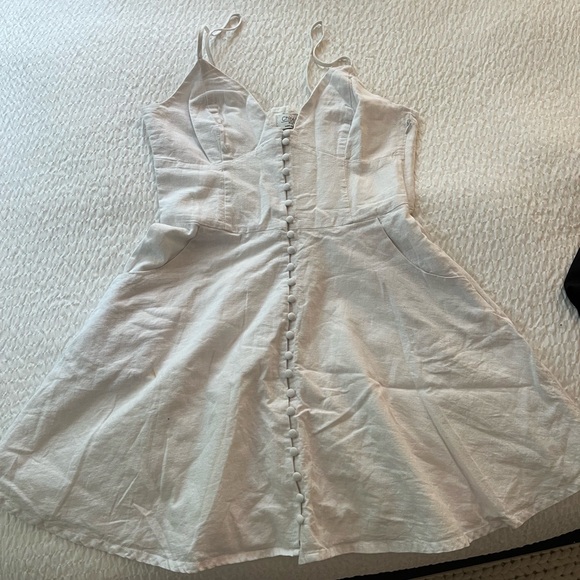White Button-Front Mini Dress - Picture 3 of 4